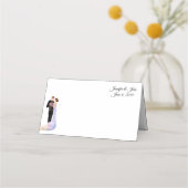 曲げ名座席表結婚のカップル名前をカスタムする プレイスカード (正面)