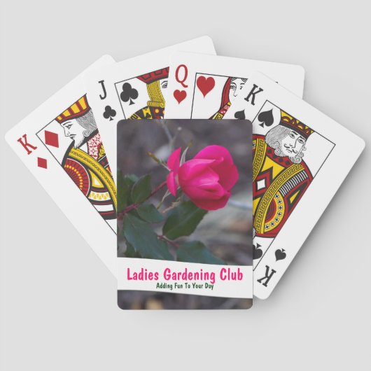 曲げ独身のピンクのバラの写真パーソナライズされた トランプ (裏面)