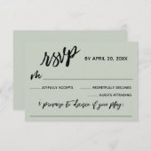 曲のカジュアルリクエストのセージ結婚を使用した手書き 出欠カード (正面/裏面)