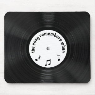 曲のタイトル付き黒ビニルLPレコード マウスパッド