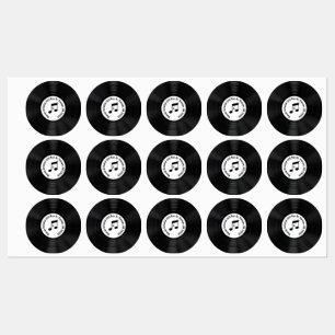 曲のタイトル付き黒ビニールレコード ラベル