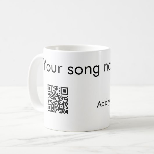 曲の名前をここに追加q rコード追加文字名her コーヒーマグカップ (正面左)
