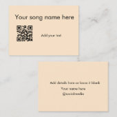 曲の名前をここに追加q rコード追加文字名her ノートカード (正面/裏面)