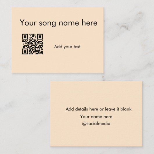曲の名前をここに追加q rコード追加文字名her ノートカード (正面/裏面)