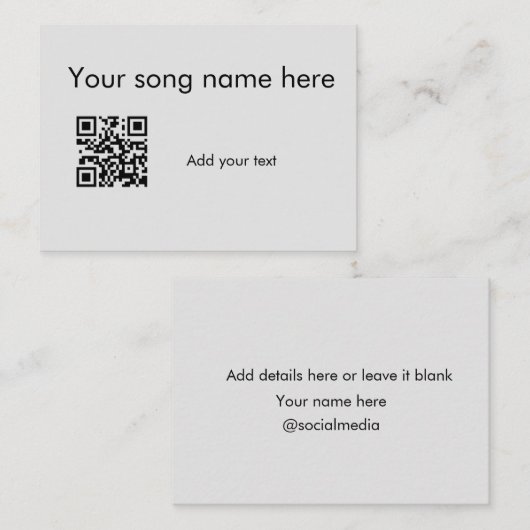 曲の名前をここに追加q rコード追加文字名her ノートカード (正面/裏面)