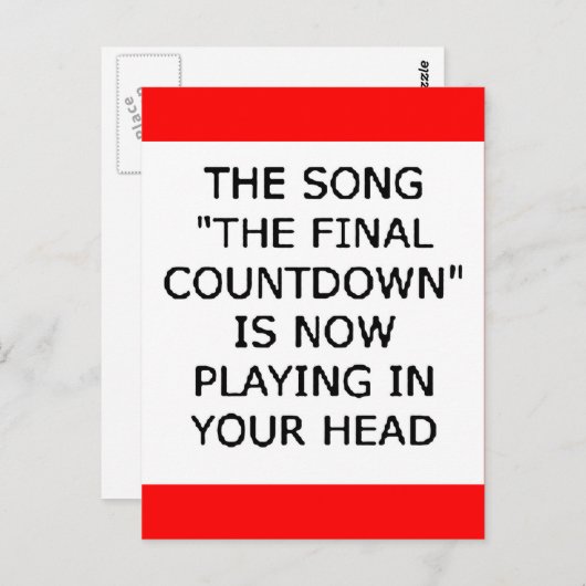曲の最終カウントダウンが再生中 - あなたの頭の中で ポストカード (正面/裏面)