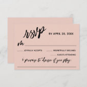 曲の要求カジュアル赤面ピンク付き手書き 出欠カード (正面/裏面)