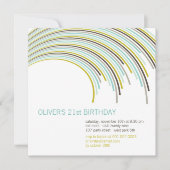 曲カラフルモダン式ストライプ21歳の誕生日パーティー 招待状 (正面)