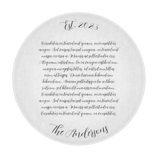 曲パーソナライズされた歌詞ガラスのシャルキュテリーボード カッティングボード (正面)