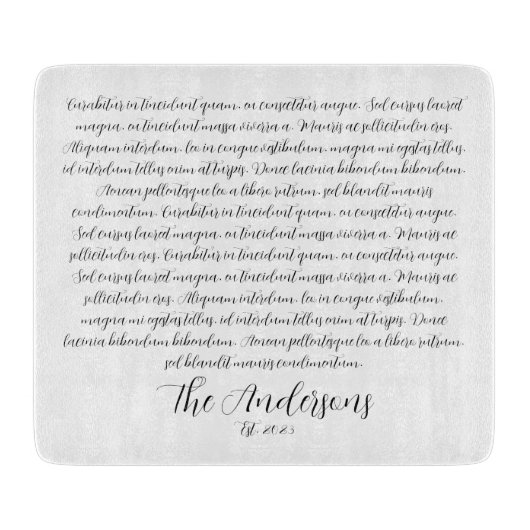 曲パーソナライズされた歌詞ガラスのシャルキュテリーボード カッティングボード (正面)