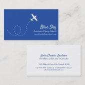 曲技飛行の白く青くモダンな航空名刺 名刺 (正面/裏面)