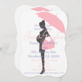 曲率ピンクシルエットベビーシャワー招待状 招待状 (正面/裏面)