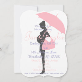 曲率ピンクシルエットベビーシャワー招待状 招待状