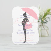 曲率ピンクシルエットベビーシャワー招待状 招待状 (スタンド正面)