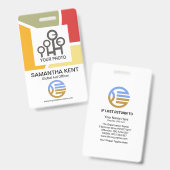 曲率芸術的縁ど社員写真テンプレート バッジ (正面＆裏面)