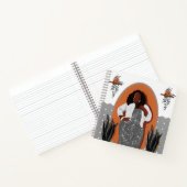 曲率，黒人女性，観葉植物，オレンジとグレー ノートブック (内部)