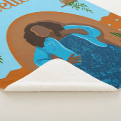 曲率，黒人女性，観葉植物，オレンジと青 シェルパブランケット (3/4)