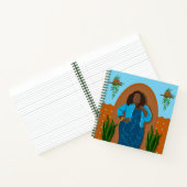 曲率，黒人女性，観葉植物，オレンジと青 ノートブック (内部)