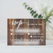 曲素朴カジュアル要求の木材結婚 出欠カード (スタンド正面)