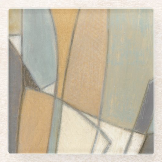 曲線とミュートされたアーストーン ガラスコースター (正面)