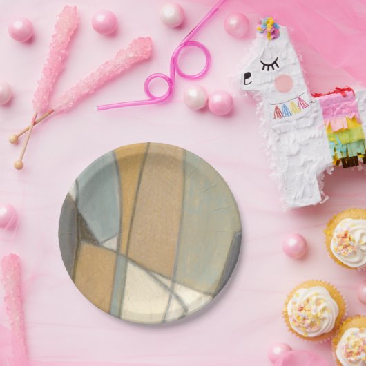 曲線とミュートされたアーストーン ペーパープレート (パーティー)