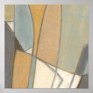 曲線とミュートされたアーストーン ポスター