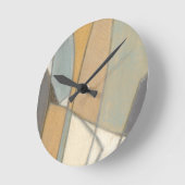 曲線とミュートされたアーストーン ラウンド壁時計 (傾斜)