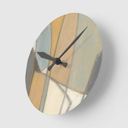 曲線とミュートされたアーストーン ラウンド壁時計 (傾斜)