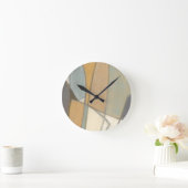 曲線とミュートされたアーストーン ラウンド壁時計 (ホーム)