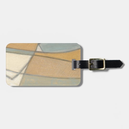 曲線とミュートされたアーストーン ラゲッジタグ (正面横)