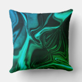 曲線と折り畳みシアンのニックネームとグリーンリーフ効果 クッション (裏面)