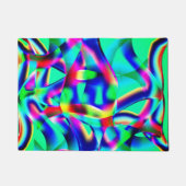 曲線と非常にカラフルの形状、より青い緑 ドアマット (正面)