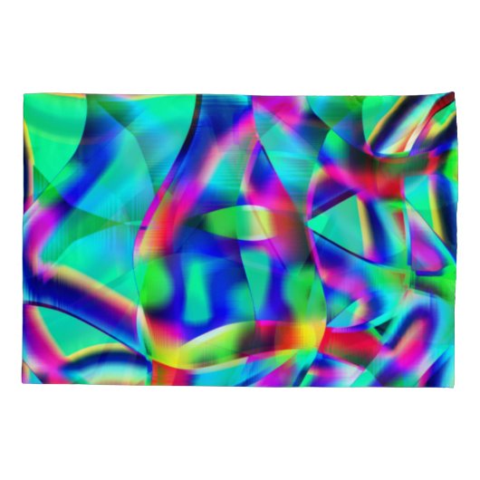 曲線と非常にカラフルの形状、より青い緑 枕カバー (裏面-左)