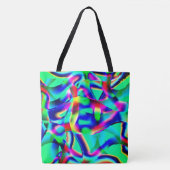曲線と非常にカラフルの形状、緑が優先 トートバッグ (正面)