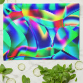 曲線と非常にカラフルの形状、緑が広がる キッチンタオル (折り畳み)