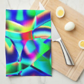 曲線と非常にカラフルの形状、緑が広がる キッチンタオル (四つ折り)