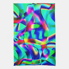 曲線と非常にカラフルの形状、緑が広がる キッチンタオル