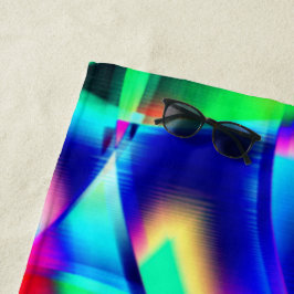 曲線と非常にカラフルの形状、緑が広がる ビーチタオル