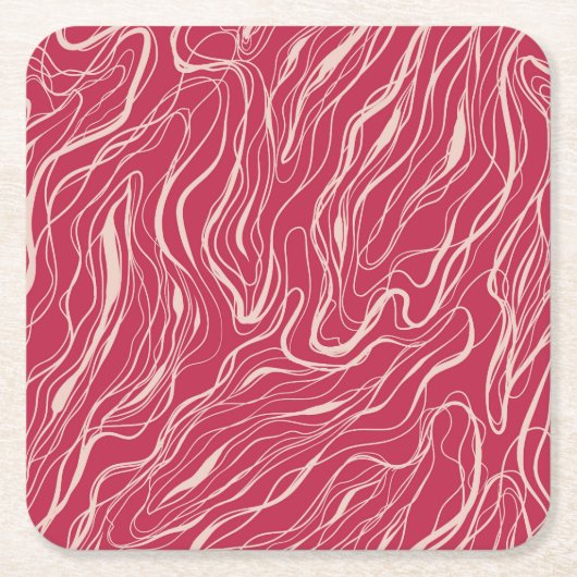 曲線のスケッチ スクエアペーパーコースター (正面)