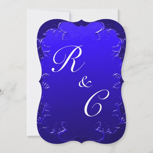 曲線のブルーエレガンス ヴィンテージウェディング 招待状 (裏面)