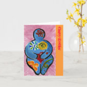 曲線の石のメッセージカード カード (黄色い花)