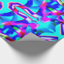 曲線の色の図形と青の背景 ラッピングペーパー