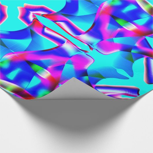 曲線の色の図形と青の背景 ラッピングペーパー (角)