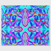 曲線の色の図形と青の背景 ラッピングペーパー (フラット)