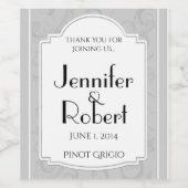 曲線アールデコディーバシルバーグレーワインラベル ワインラベル (シングルラベル)