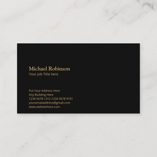 曲線エレガント形状の幾何学的金ゴールド線 |黒 名刺 (裏面)