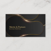 曲線エレガント形状の幾何学的金ゴールド線 |黒 名刺 (正面)