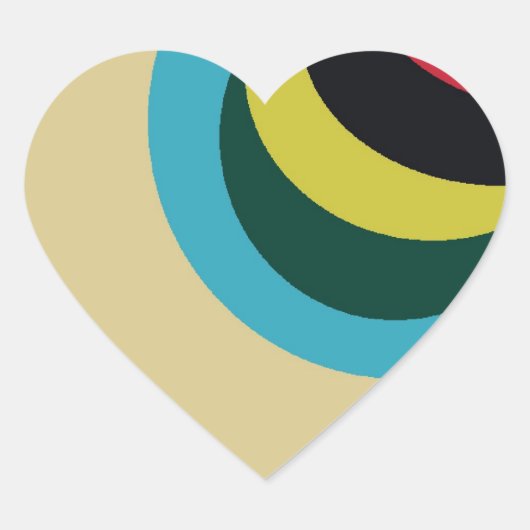 曲線カラフルパターン ハートシール (正面)