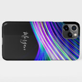 曲線カラフル光源、白いスクリプト内の名前 iPhoneケース (裏面横)