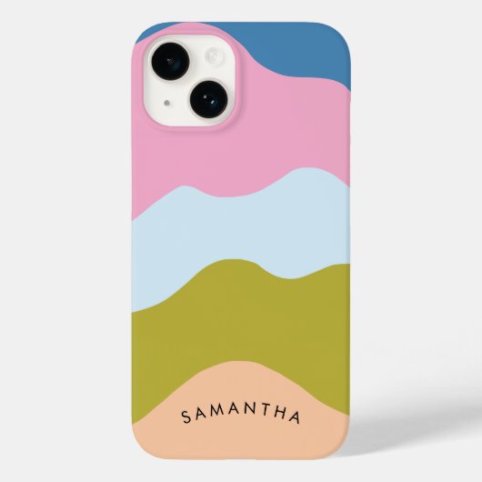 曲線カラフル名を持つ波状パタパーソナライズされたーン Case-Mate iPhoneケース (裏面)